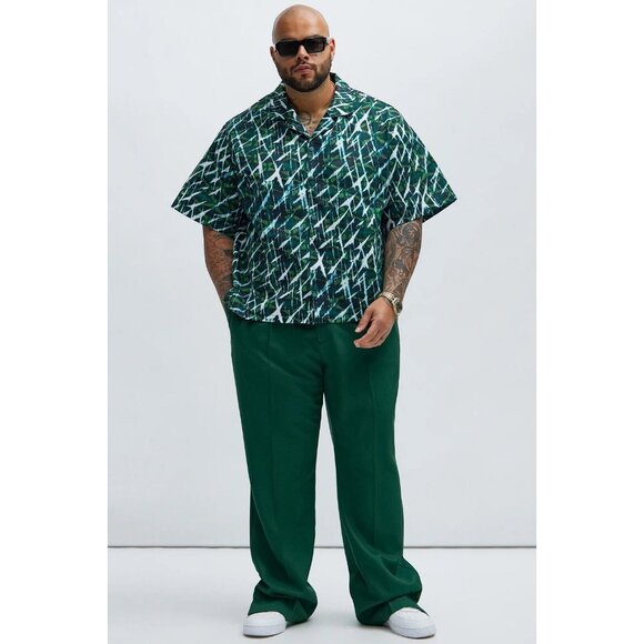 Savannah Button Up Short Sleeve Shirt Green Men's - Picture 3 of 5